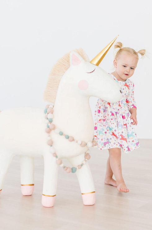 unicorn-wish-3-4-sleeve-pocket-twirl-dress Mila &  Rose - Sophia's Style-Unicorn Wish 3/4 Sleeve Pocket Twirl Dress-6-12M--1
